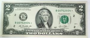 2013 $2.00 'The Double 007" STAR NOTE SN B 00752934 * New York Federal Reserve * - Picture 1 of 2