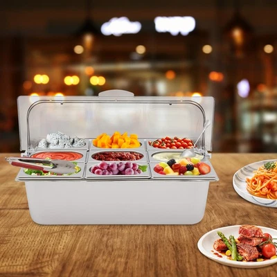 Food Serving Container Flip Top Serving Container w/ Lid + 9 Spoons & Clamps - Image 1 of 4