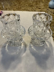 Partylite Quilted Crystal Pair Votive Candle Holders 2 Piece Set P9246 Vintage - Picture 1 of 6