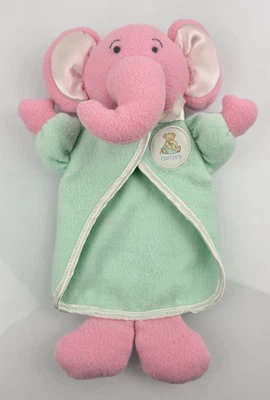 Manta de seguridad para bebé elefante rosa Carters de colección Lovey felpa verde satinado sonajero Foto 1 de 2