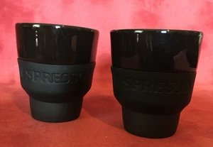 NESPRESSO Touch Espresso Cups (2) Black Ceramic with Silicone Grip - Picture 1 of 2