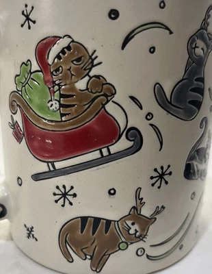 Spectrum Designz Taza Maullido Gatos Navidad Taza de Café Santa Gatito Reno Trineo Foto 1 de 4