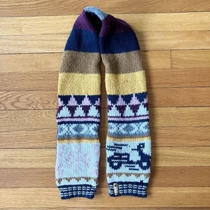 Catimini Yellow Maroon French Knit Geometric Tribal Fleece Lined Scarf - Picture 1 of 5