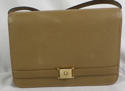 Lindo bolso bandolera de hombro vintage Christian Dior de cuero marrón de 2 vías Francia Foto 1 de 4