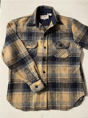 Camisa de franela de lana CPO de colección para hombre mediana con botones bolsillos a cuadros resistente Foto 1 de 4