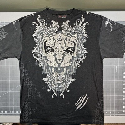 Camiseta masculina Red Ape grande Lion Survival Mma Couture Y2K streetwear motociclista cyber - Imagem 1 de 4