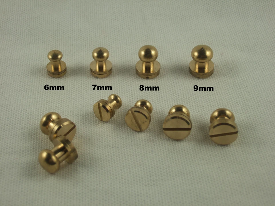 Cabeza Redonda Latón Sólido Chicago Tornillo Tachuelas Remaches para Uñas Hágalo Usted Mismo Cuero Cinturón Cartera Foto 1 de 2