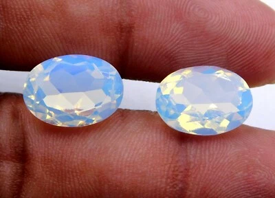 11 Cts 2 Pcs Milky Opal Oval Cut Loose Lab Created Gemstone 10X14 MM P-1181 - Image 1 of 3