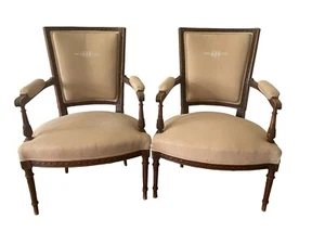 French Directoire Empire Style Pair of Mahogany Carved Swan Armchairs - Picture 1 of 9