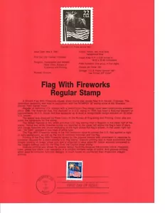 USPS SOUVENIR PAGE First Day Issue 1987 Flag With Fireworks First Class Stamp - Picture 1 of 1