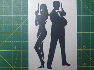 James Bond & Lady-02 Silhouette Vinyl Decal Sticker for Home, wall, décor, bar - Picture 1 of 12