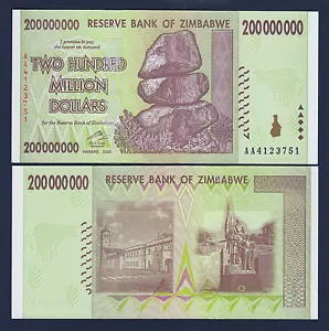 Zimbabwe 200 Million Dollars 2008 SERIES- AA Pick-81 UNCIRCULATED - Bild 1 von 1