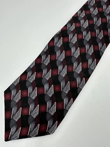VTG Designer Ties Silk Mens Neck Tie Classic J Ferrar Abstract Geometric Red Gra - Picture 1 of 5