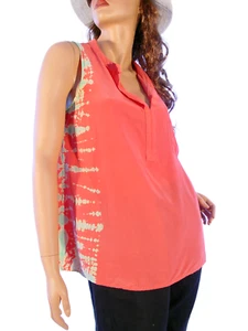Túnica sin mangas GYPSY 05 $120 Rosa Coral Tinte Seda Top M - Imagen 1 de 9