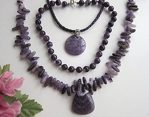 Impressive Large \ Chunky\  Natural Amethyst Handmade Necklace Pendant or Bangle - Picture 1 of 66