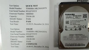 SETof 3 250GB HDDs Hitachi/Toshiba 5400 - 7200RPM 9.5mm - Picture 1 of 3