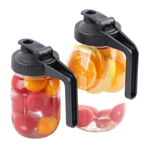 Mason Jar Pour Spout Lid Regular Mouth With Handle,Airtight & Leak-Proof Flip... - Picture 1 of 7