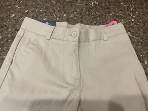 NWT Izod Girls Khaki Stretch Skinny Uniform Pants Adjustable Waist Size 12 Reg. - Picture 1 of 6