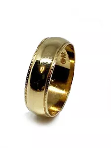 Polished Wedding Ring Band With Milgrain Detailing 14k Yellow Gold (6mm) Size 8 - Picture 1 of 1