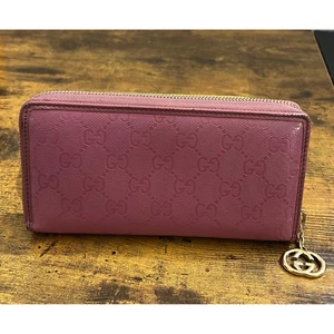 Portafoglio lungo originale Gucci GG rosa con cerniera - Foto 1 di 6