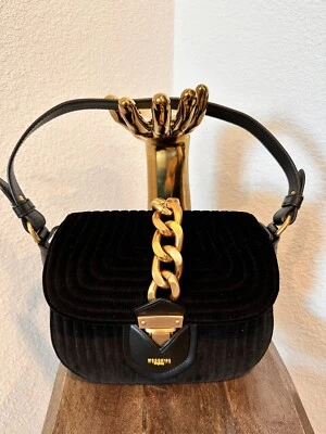 Bolso de hombro MOSCHINO Couture acolchado de terciopelo y cuero negro Foto 1 de 4