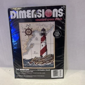 New Dimensions The Maritime Counted Cross Stitch Kit Coastal Seaside Lighthouse - Picture 1 of 13