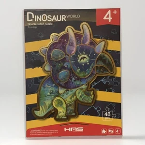 HAS Triceratops Dinosaurier Welt Puzzle doppelseitig 48 Teile 4 Jahre + vollständig - Bild 1 von 3