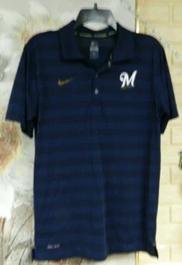 CAMISA A RAYAS NIKE BREWERS DRI-FIT TALLA PEQUEÑA MANGA CORTA MERCANCÍA GENUINA USADA EN EXCELENTE ESTADO - Imagen 1 de 5