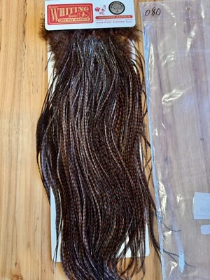 Sillín Hackle plateado Whiting Farms: Cochero teñido de gris marrón 080 Foto 1 de 3