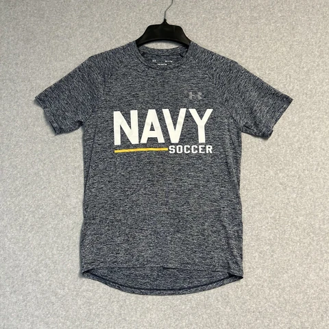 Navy Under Armour Shirt Adult Small Gray Logo Graphic Soccer Short Sleeve Mens Cover