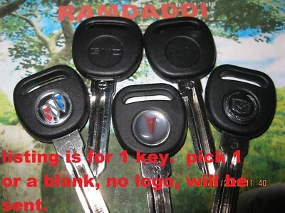 Pick 1 for GM Ignition Chip Key w/ Logo 03-17  Cadillac Chevy Buick GMC Pontiac - Image 1 of 4
