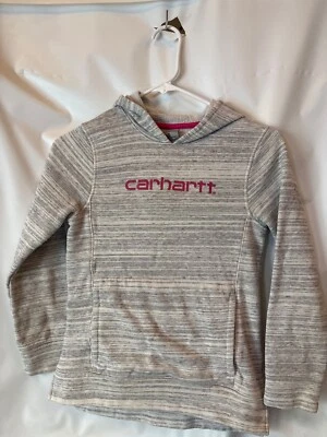 Girls Carhartt Gray/White with Pink Logo Long Sleeve Hooded  Size 10 (Med) - Image 1 of 4