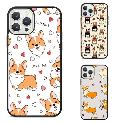 Rubber Case For Samsung Galaxy Apple iPhone 14 15 Welsh Corgi Dog pattern - Image 1 of 4