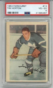 1953 PARKHURST #13 TIM HORTON HOCKEY CARD TORONTO MAPLE LEAFS PSA 4 VERY RARE - Picture 1 of 2