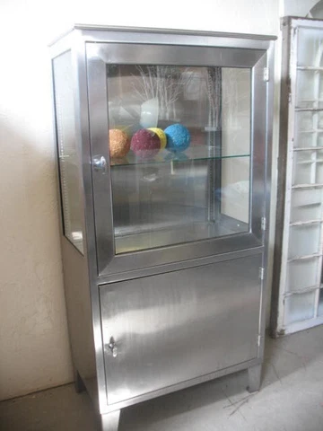 Vintage Stainless Steel Medical Display Cabinet Cover