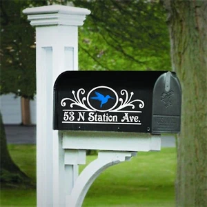 Set of 2 Personalized Hummingbird Vinyl Decals with Street Address for Mailbox - Picture 1 of 5