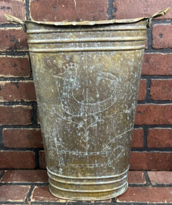 Antique Vintage Hammered Brass Umbrella Walking Stick Stand Can - Image 1 of 4