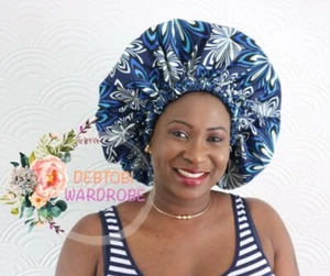 Handgefertigte afrikanische Druck Ankara Satin Wendehaube natürliche Haarpflege XL - Bild 1 von 7
