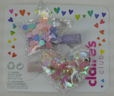 Claire's Club Shaker Corazón y Estrella Pinzas para el Cabello - Paquete de 2 (G131424-1 LOC. G) Foto 1 de 2