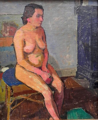 Gemälde: Sitzender Akt, sitzende Frau, Frauenakt, Impressionist, gerahmt - Bild 1 von 4