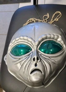 Large Alien Monster Plastic Halloween Mask Costume Cosplay Silver Green Eyes - Picture 1 of 9