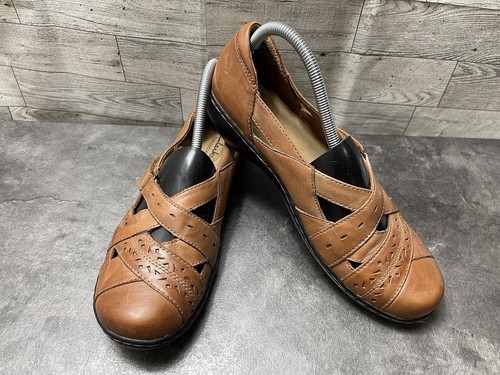 Scarpe da donna Clarks Bendables Ashland Spin marroni 9 M cinturini in pelle comode ballerine