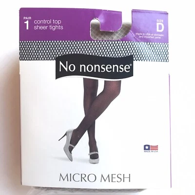 1 Par de Medias Transparentes Micro Malla Sin Tonterías Desnudo Talla D Control Top Nylon Spandex Foto 1 de 3