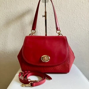 Coach F22348 2-Wege Tasche Schultertasche Wildleder Drehverschluss Rot Vintage aus Japan - Bild 1 von 23