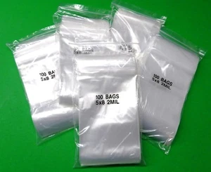 500 Reclosable 5x8 Clear 2Mil Poly Squeeze Lock Plastic Bag 5 x 8" 2 mil 500pc - Picture 1 of 6