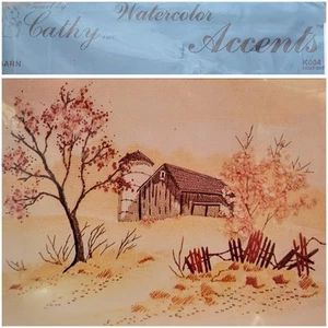 Imagen De Colección Crewel por Cathy Acentos Acuarela #K004 "Granero" 5" x 7" - Imagen 1 de 6