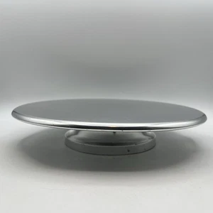 Vintage Aluminum Musical Spinning Cake Turner Stand Rotates Happy Birthday 12" - Picture 1 of 4