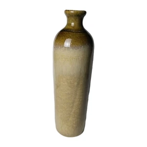 Vaso bottiglia ceramica studio 10" marrone smalto a goccia rustico moderno arredamento casale - Foto 1 di 19