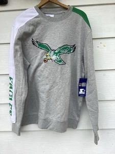Starter Philadelphia Eagles Crewneck Sweatshirt Retro Gray Green Mens Sz XL New - Picture 1 of 10