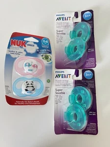 NUK 0-6m Schnuller + 2 Philips Avent 3m + Teal Soothies - Neu - Bild 1 von 6